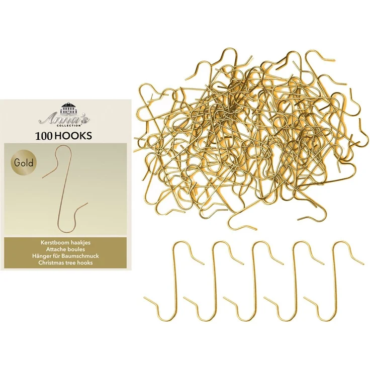 Coen Bakker Christbaumschmuck 100 Kugelaufhänger Golden S - Haken Weihnachtskugelhaken, Christbaumkugelhaken Aufhänger Golden – Bild 1
