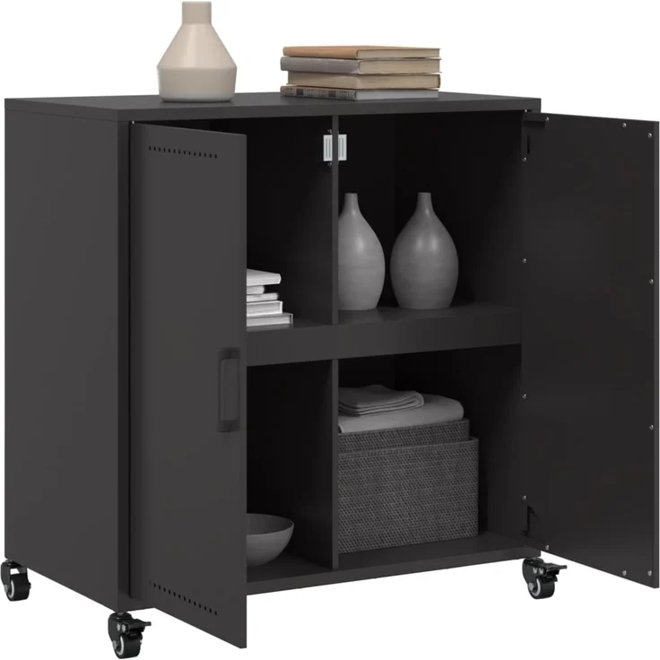 vidaXL Sideboard Schwarz 68x39x72 cm Stahl 846656 – Bild 4