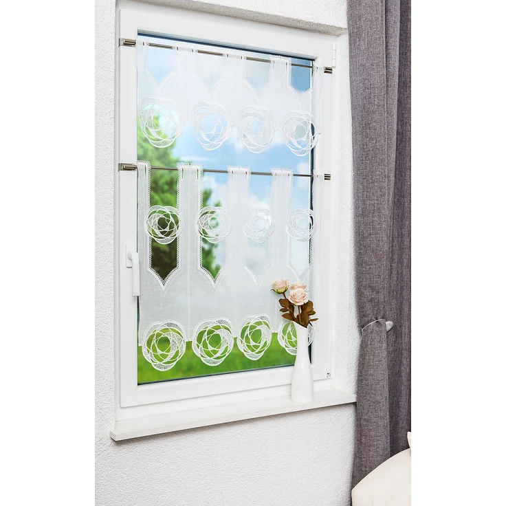 Scheibengardine Plauener Spitze - Circles (Bx H) 112cm * 60cm weiß – Bild 4