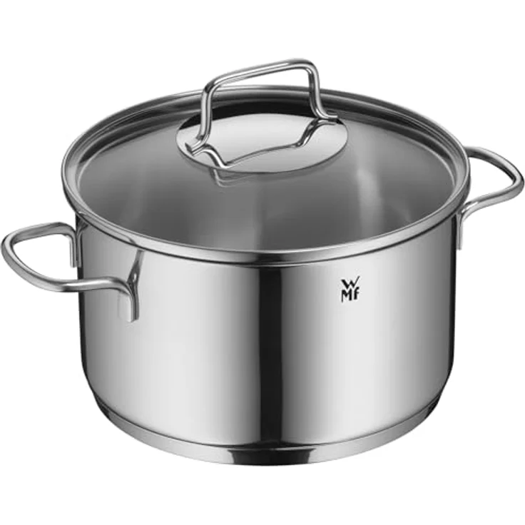 WMF Topf-Set Astoria, Cromargan® Edelstahl Rostfrei 18/10 (Set, 11-tlg, 2x Bratentopf mit Deckel, 3x Kochtopf mit Deckel, 1x Stielkasserolle), 11-teilig, hochglanzpoliert, mit Schüttrand, TransTherm-Allherdboden – Bild 4