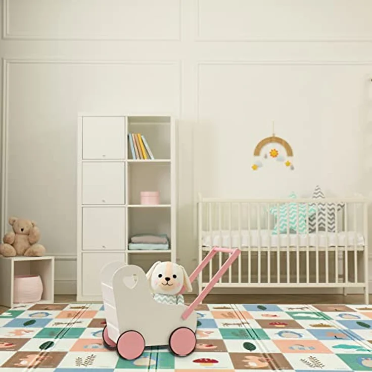 CCLIFE Krabbelmatte Spielmatte Baby 196 x 176 x 1 cm Faltbar Spielunterlage Spielteppich Groß Rutschfest Beidseitig Tragbar Wasserdicht für Innen Außen Bunt – Bild 9