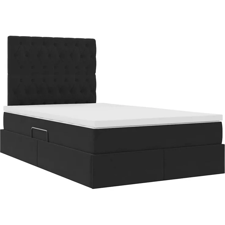 vidaXL Aufbewahrungsbett mit Matratze Schwarz 120 x 200 cm Samt 3372083 – Bild 5