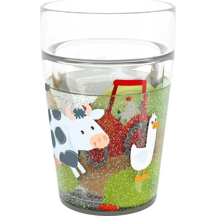 HABA Glitzerbecher Bauernhof – Kinderbecher mit funkelndem Glitzer-Effekt, perfekt für Wasser, Saft & Tee, Praktisch für kleine Hände – 2012447002 – Bild 6
