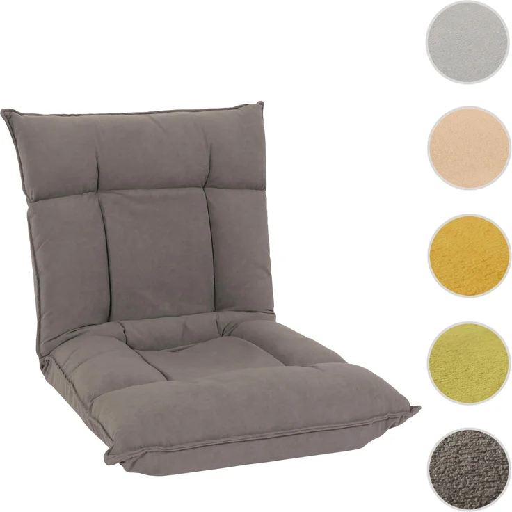 Bodensessel HWC-N44, Relaxsessel Bodenkissen Bodensofa Klappsessel 6 Relaxpositionen, stabiles Gestell Samt ~ dunkelgrau – Bild 10