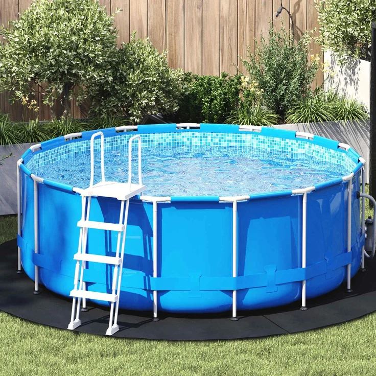 vidaXL Bodenfolie für Pools Ø 244 cm (1 mm) Rund Vliesstoff Schwarz 42009103 – Bild 1