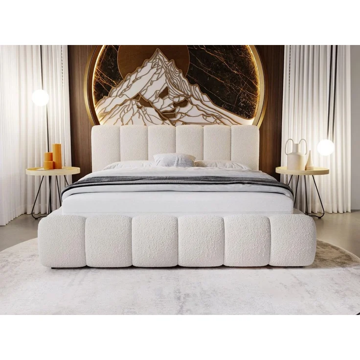 GrainGold Polsterbett mit Bettkästen CLOUD, Modern Bett mit Kopfteil - 160x200 cm, Beige (1x Bett) – Bild 1