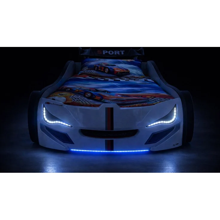 Aileenstore Autobett TURBO GTE (inkl. Zubehör), Kinderbett 90x200, Lattenrost,LED,Unterbodenlicht,Sound,Fernbedienung – Bild 2