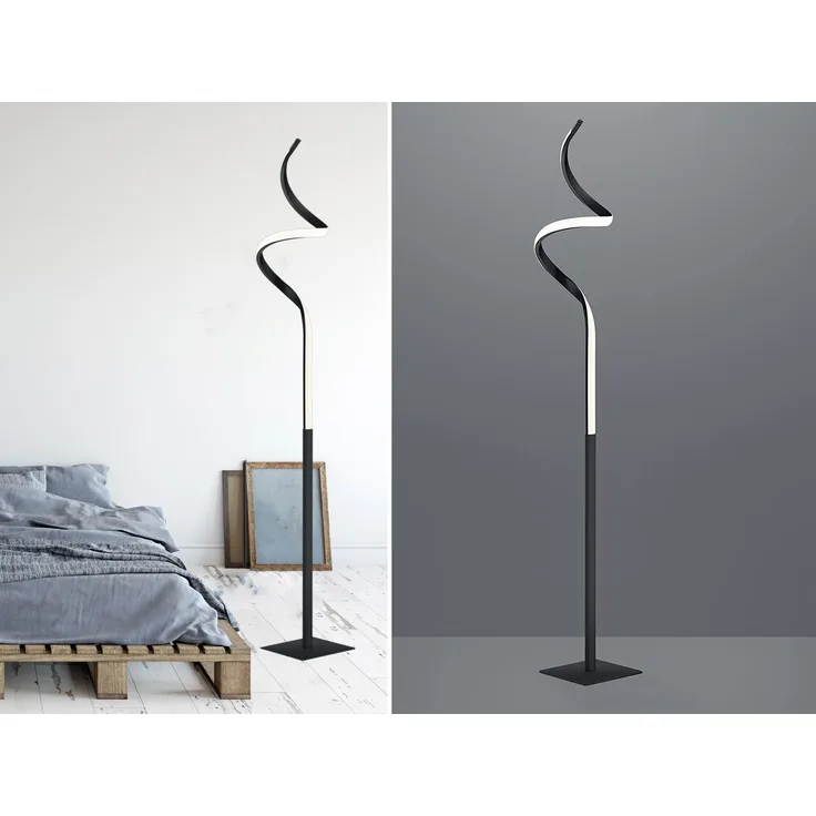 LED Stehleuchte, schwarz matt, Touchdimmer, H 145 cm, COURSE
