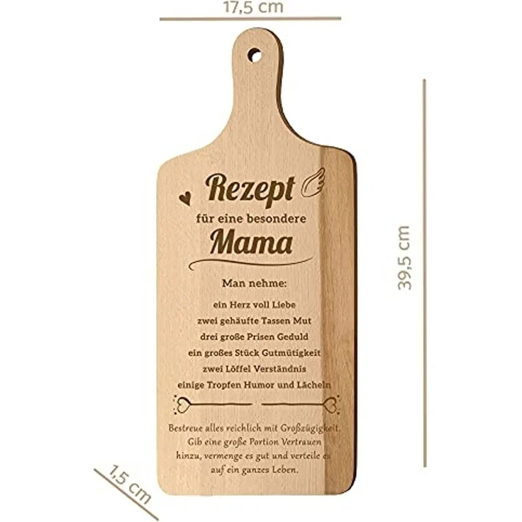 Spruchreif® Schneidebrett XL Schneidebrett mit Griff und Öse ·Rezept Oma/Mama · Geburtstag, (1-St) – Bild 3