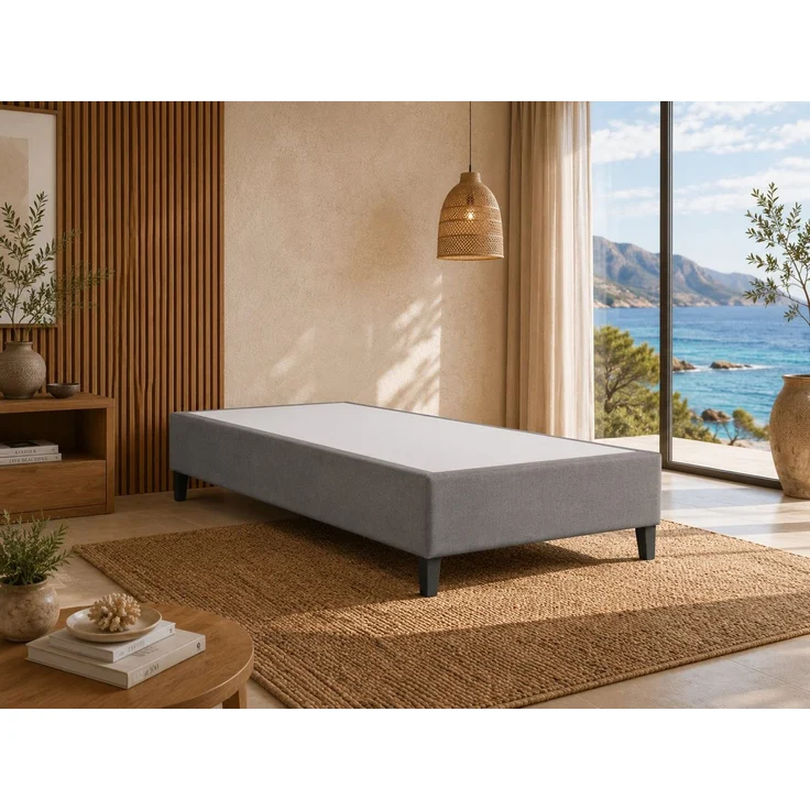 Best for Home Boxspringbett Boxspringbettgestell aus Massivholz in verschiedenen Größen (Bettgestell / Seniorenbett / Jugendbett / Kinderbett, Bettgestell ohne Matratze, optional mit Kopfteil), Massivholzrahmen, Trinity-Stoffbezug, wasserdicht, abriebfest – Bild 1