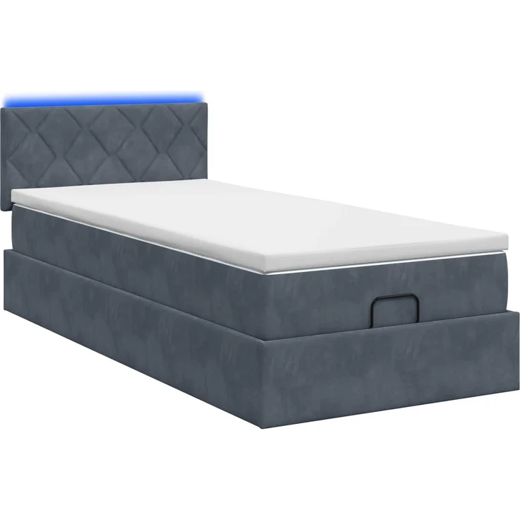 vidaXL Ottoman-Bett mit Matratze und LED Dunkelgrau 90 x 200 cm Samt 3457186 – Bild 9
