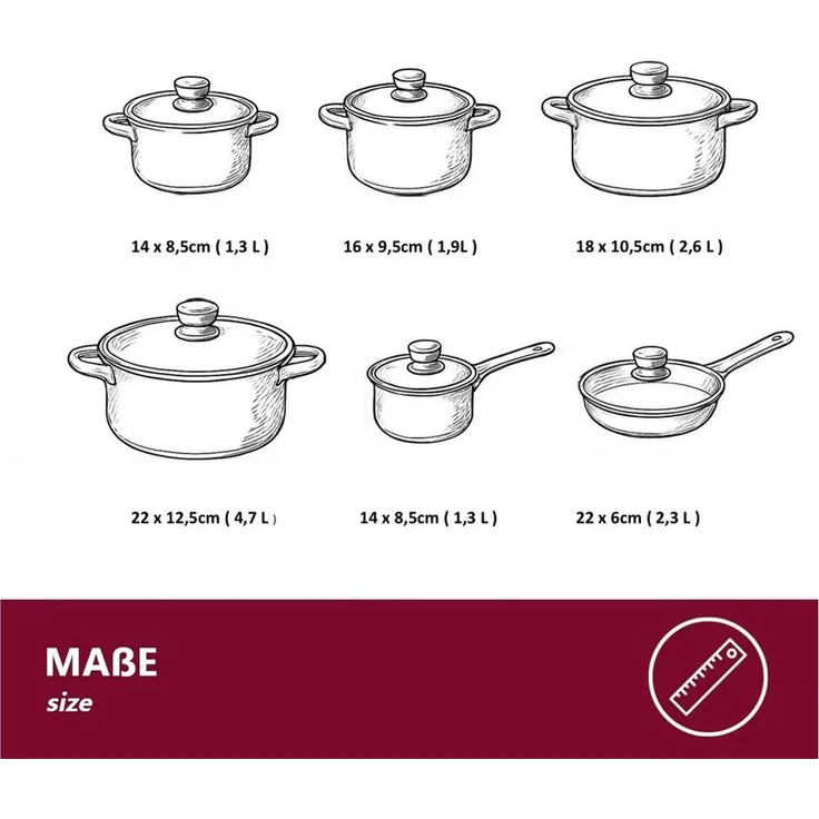 HOOZ Topf-Set Edelstahl Topfset 12-teilig – Für alle Herdarten inkl. Induktion, Edelstahl (Set, 5-tlg, 12-teiliges Edelstahl-Topfset für alle Herdarten inkl. Induktion), Für alle Herdarten inkl. Induktion, stapelbar & mit Glasdeckeln