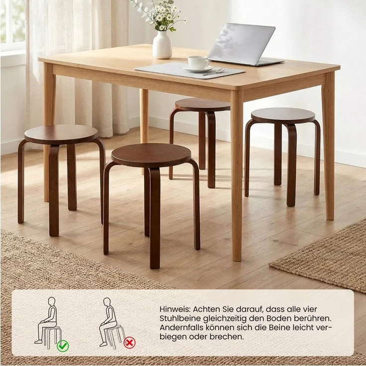 Youyijia Holzstuhl 4er Set Esszimmerstühle Esszimmerstühle Aus Holz Sitzhocker – Bild 3