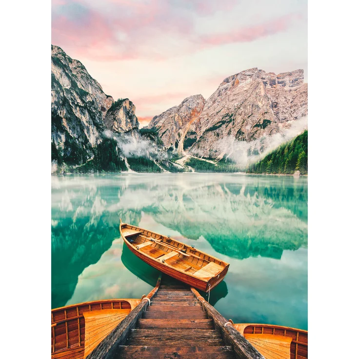 Leinwandbild See Blau Grün Berge 50x70cm DD123123 Keilrahmen Wandbild Leinwand – Bild 1
