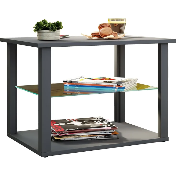 VCM Beistelltisch & Couchtisch Wanilo 919457 Anthrazit H. 45 x B. 65 x T. 45 cm