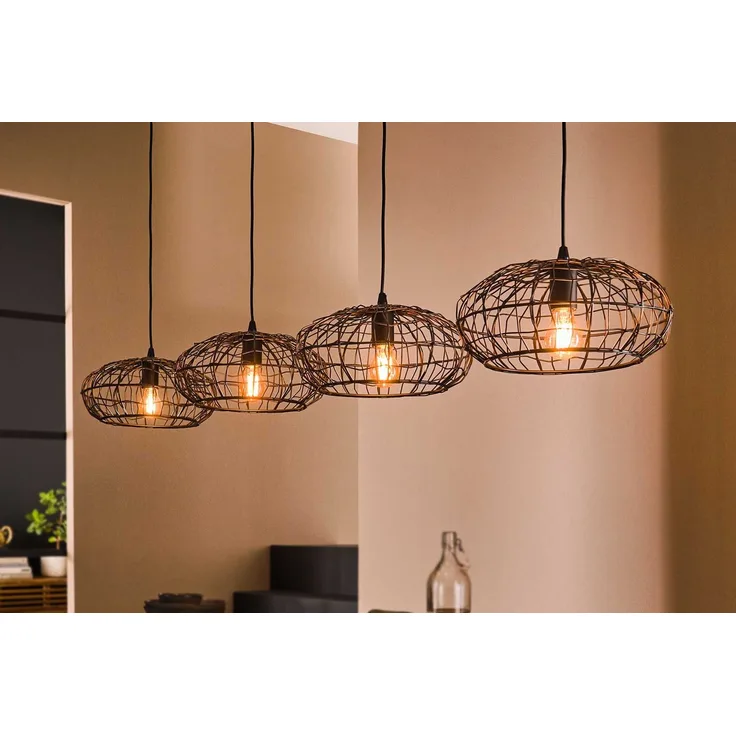 KAWOLA Hängeleuchte LIMEIRA Hängelampe 4-flammig Metall schwarz 150 x 34 x 170 cm