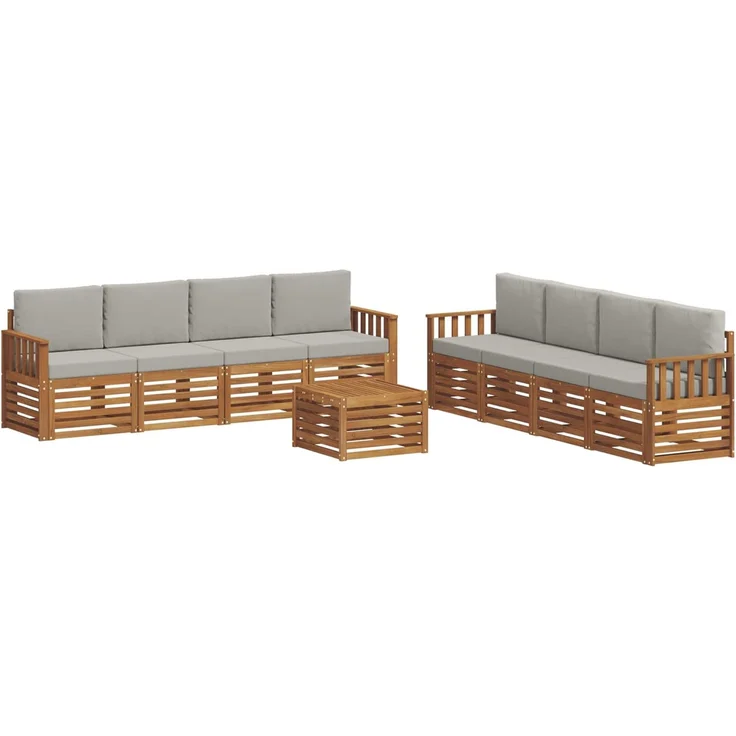 vidaXL Outdoor-Sofagarnitur 9 stk. 8-Sitzer Natur und Hellgrau 3374561 – Bild 2