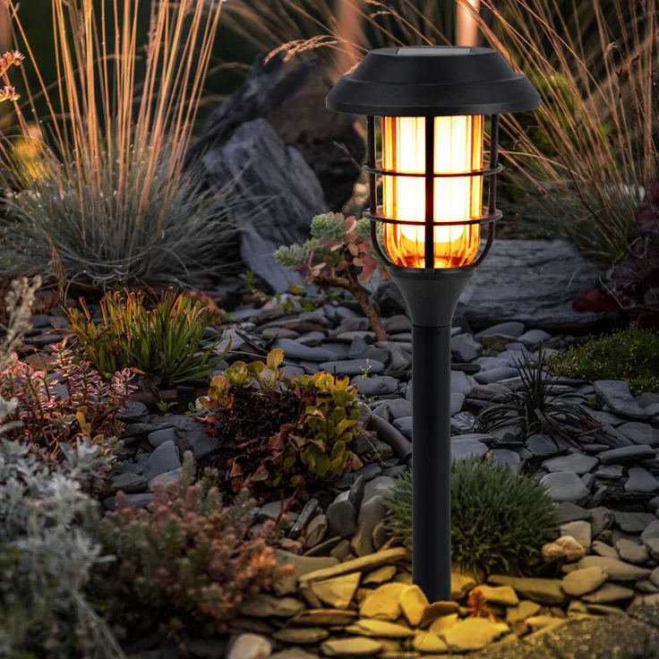 9er Set LED Solarleuchten, Erdspieß, schwarz, H 43 cm – Bild 6