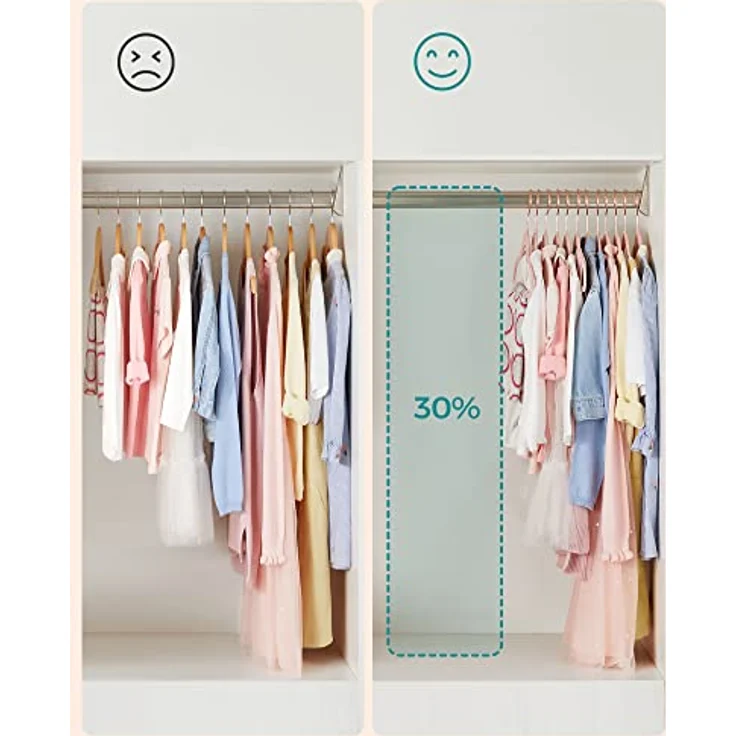 SONGMICS Kinderkleiderbügel, 50er Set Kleiderbügel Kinder, Baby-Kleiderbügel, Bügel Samt, 360° drehbarer Haken in Roségold, platzsparend, rutschfest, für Kleiderschrank, pastellrosa CRF027P01 – Bild 5