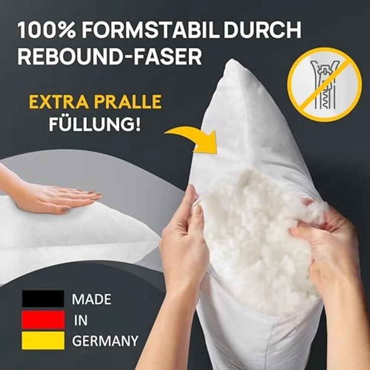 LILENO HOME 4er Set Kissenfüllung 50x50 cm - 40°C waschbares Innenkissen geeignet für Allergiker - Polyester Kisseninlet als Couchkissen, Sofa Kissen, Cocktailkissen und Kopfkissen – Bild 6