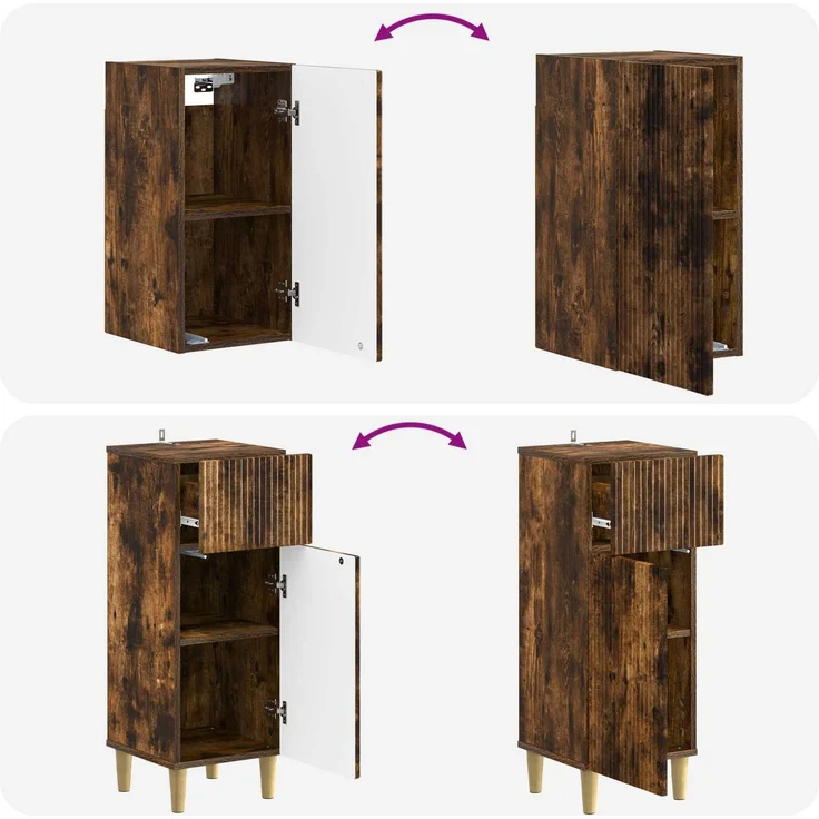 vidaXL 4-teiliges Badezimmer-Schrank-Set ARNHEM Raucheiche 3417932 – Bild 9