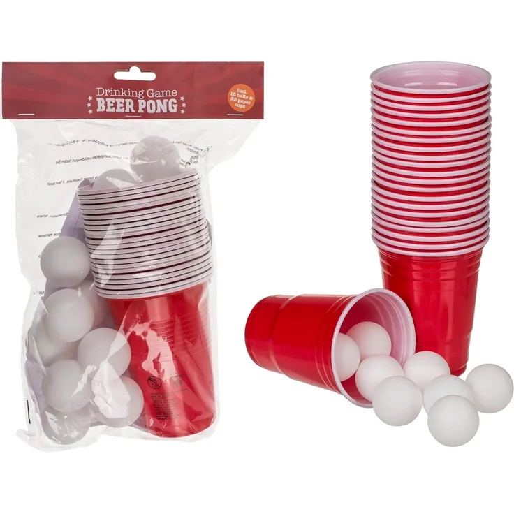 mucHome Becher Beer Pong Becher Set 15 Bälle und 22 Trinkbecher, 37-tlg.