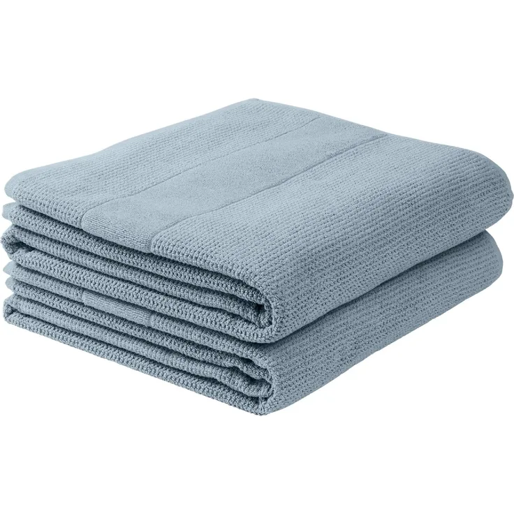 Schiesser Duschtücher Turin im 2er Set aus 100% Baumwolle, nachhaltig und fair produziert, Farbe:Rauchblau, Größe:70x140 cm