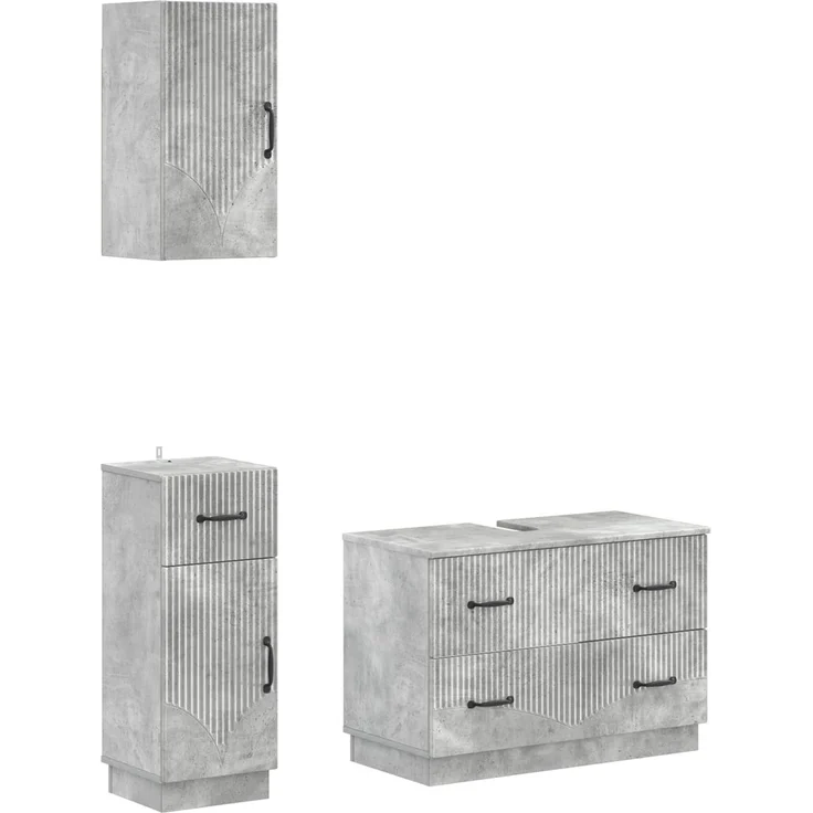 vidaXL 3-teiliges Badezimmer-Schranksystem HOORN Betongrau 3417795 – Bild 2