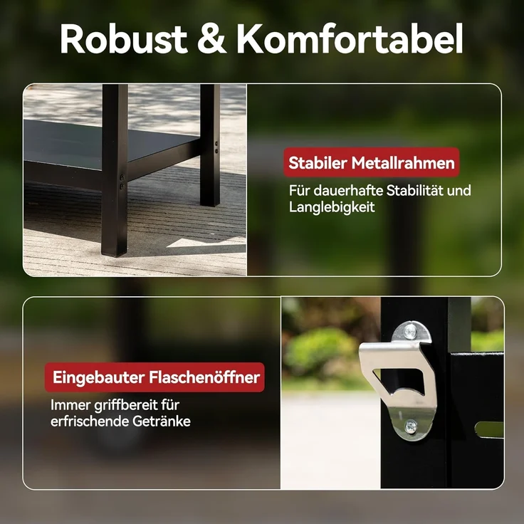 Royal Gourmet Servierwagen Grillwagen Rollwagen Outdoor Servierwagen Grilltisch, (1 St), mit Durchdachter Aufbewahrung, Robusten Rädern – Bild 6