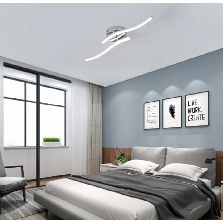 Goeco Deckenlampe Flur, 14 W 52 cm 6500K LED Deckenleuchte mit 2 Flammig Kaltweißes Licht LED Lampen Deckenbeleuchtung für Schlafzimmer Wohnzimmer Küche, Silber – Bild 7