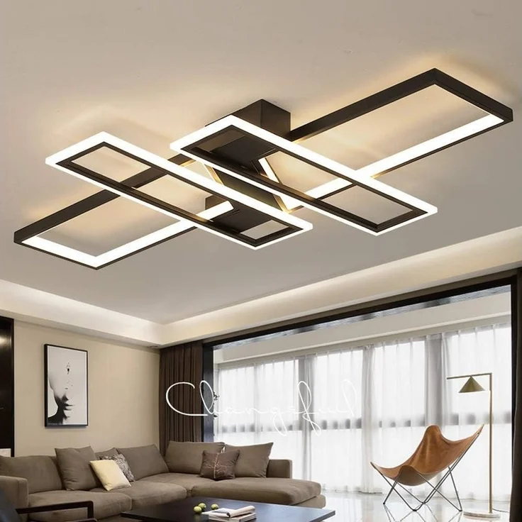 OYLCDI Deckenleuchten LED Deckenlampe 94W Dimmbar mit Fernbedienung 3000-6500k, LED fest integriert, Dimmbar Hängeleuchte Aluminium, LED fest integriert Hängeleuchte Wohnzimmer Schlafzimmer Arbeitszimmer, Kaltweiß, Warmweiß, Neutralweiß, Mit Fernbedien... – Bild 2