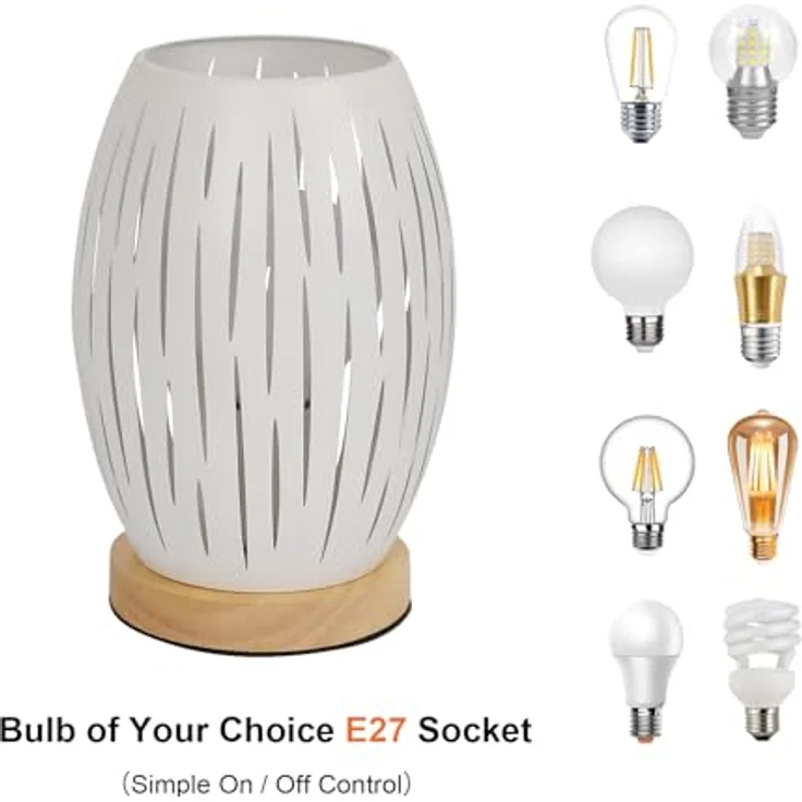 Comely Tischlampe, Nachttischlampe Schreibtischlampen für Schlafzimmer Wohnzimmer, Weiß Modern Metallkäfiglampe, E27(Ohne Glühbirne) – Bild 3
