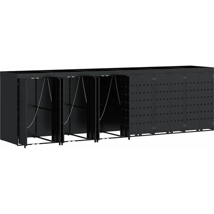 vidaXL Wagenmüllbehälter für 6 Behälter Schwarz 408 x 77,5 x 121,5 cm 3394742 – Bild 6