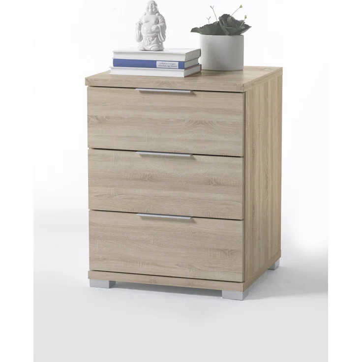 Nachtkommode >Smilla< in Eiche Sonoma, Melamin - 46x61x42cm (BxHxT) – Bild 5