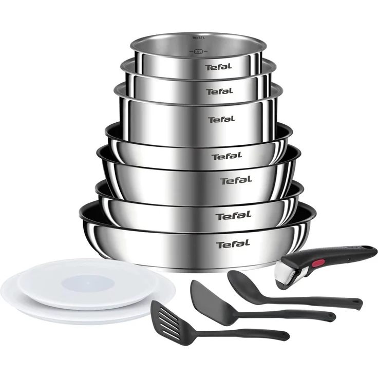 Tefal Topf-Set Tefal Ingenio Emotion Kochgeschirr, 13-teilig, Edelstahl, stapelbar, Edelstahl (13-tlg), Titanium X2 Beschichtung – Bild 1