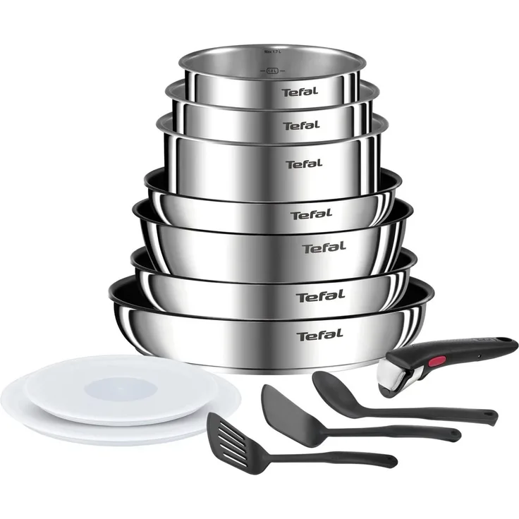 Tefal Topf-Set Tefal Ingenio Emotion Kochgeschirr, 13-teilig, Edelstahl, stapelbar, Edelstahl (13-tlg), Titanium X2 Beschichtung