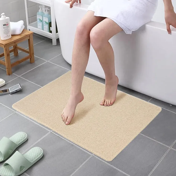 Duschmatte Rutschfest Badewanne PVC Beige 80 x 60 cm (Rechteckig)