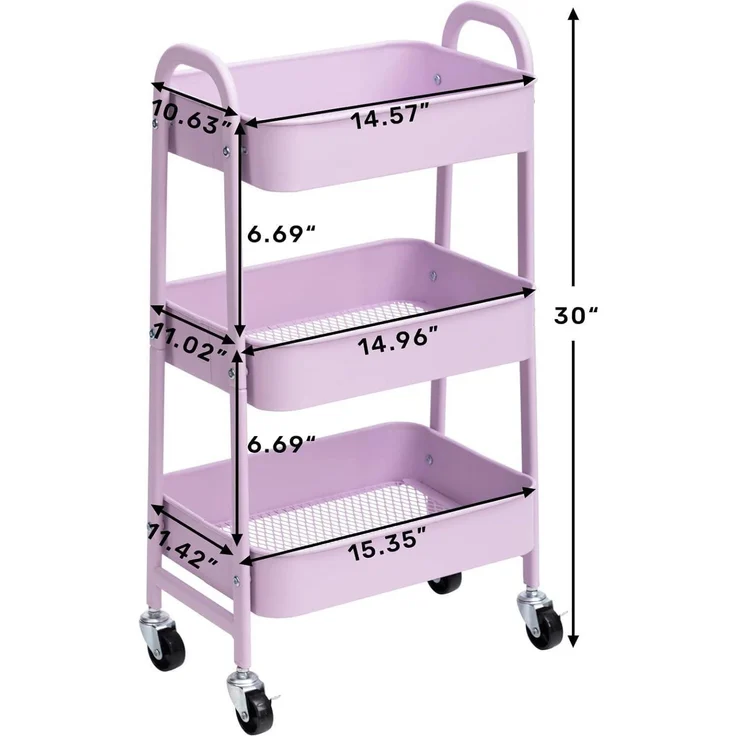 DOEWORKS Küchenwagen 3-Etagen Metall Utility Cart, Rollwagen Organizer für Küche – Bild 6