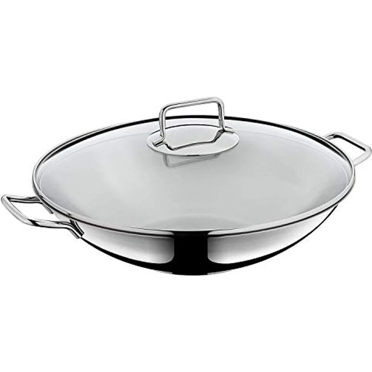 WMF Macao Wok Induktion 2-teilig, Wokpfanne 36 cm mit Glasdeckel, Wok für Induktion, Cromargan Edelstahl poliert, unbeschichtet – Bild 2