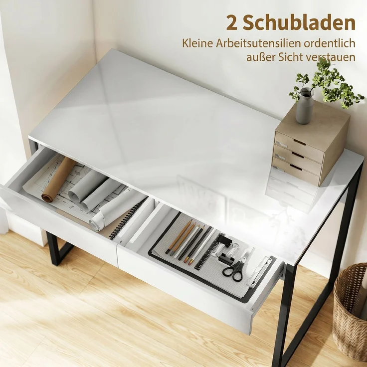 HOMCOM Schreibtisch, Stahl, MDF, Schwarz, 100 x 50 x 75 cm – Bild 4