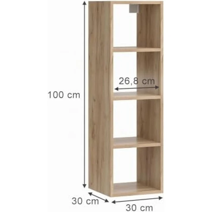 Wandregal Wido Anthrazit 30 x 100 cm mit 4 offene Ablagen Vicco – Bild 3