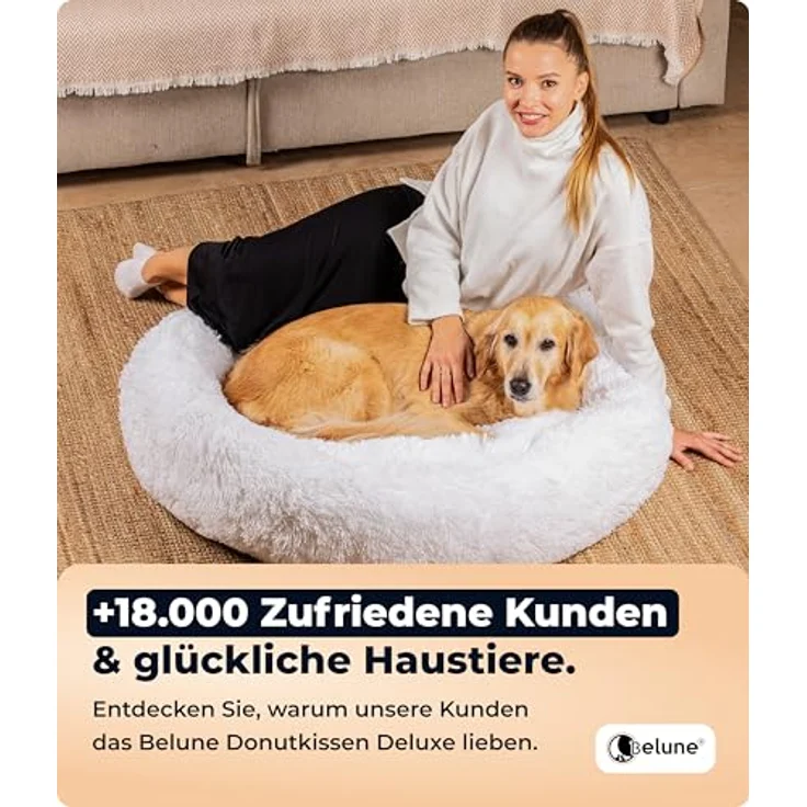 Belune Tierbett Deluxe - kuschelweiches Donutkissen - Made in Germany, vegane Materialien, verschiedene Größen und Farben, extra gemütlich, Made in Germany – Bild 10
