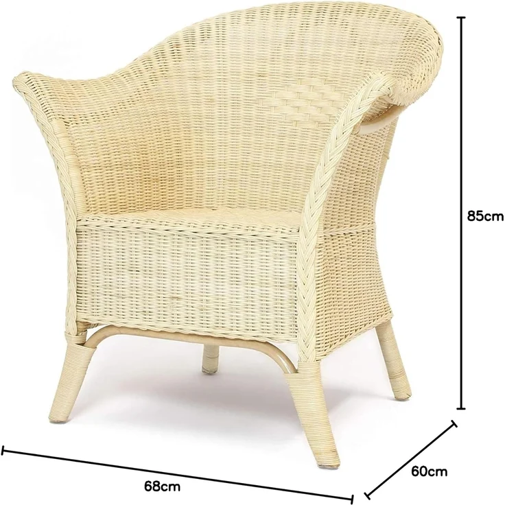 Dekoleidenschaft Rattanstuhl Rattansessel, natur lackiert, 4 verschiedene Modelle, Korbsessel, Balkonmöbel mit Komfort Sitzhöhe, Cocktailsessel, Gartenmöbel – Bild 2