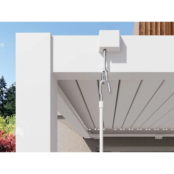 PRIMEYARD Terrassenüberdachung 3x4 m Aluminium-Pfosten mit Lamellendach aus Alu weiße Anbau-Pergola – Bild 7