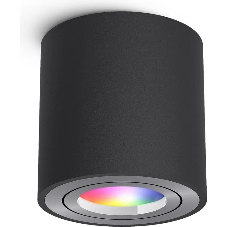 linovum LED Aufbaustrahler CORI Aufbauspot schwarz gebuerstet schwenkbar mit Smart GU10 RGB LED, RGB – Bild 7