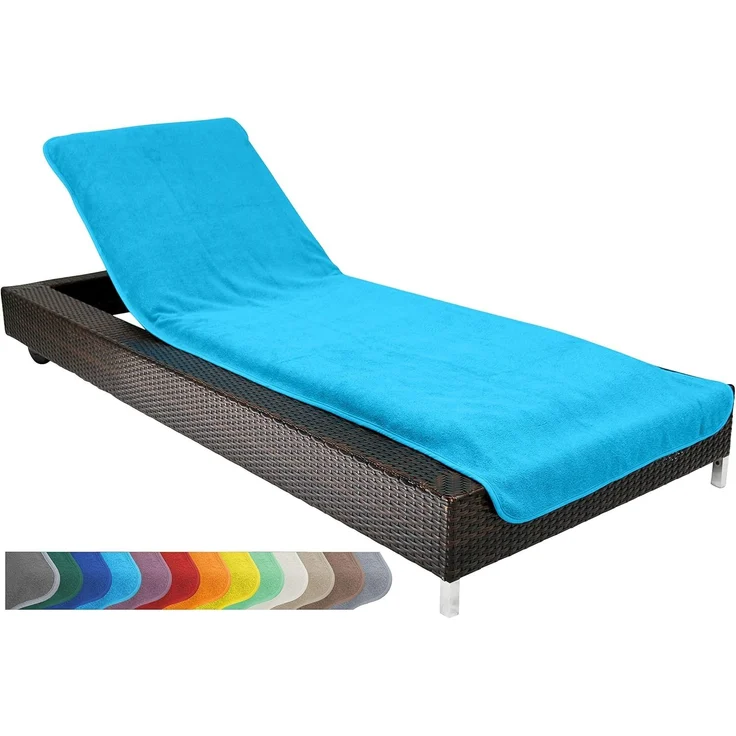 Brandsseller Schonbezug für Gartenliege 75x200 cm Strandliegenauflage Frottee Schonbezug 100% Baumwolle - Türkis – Bild 1