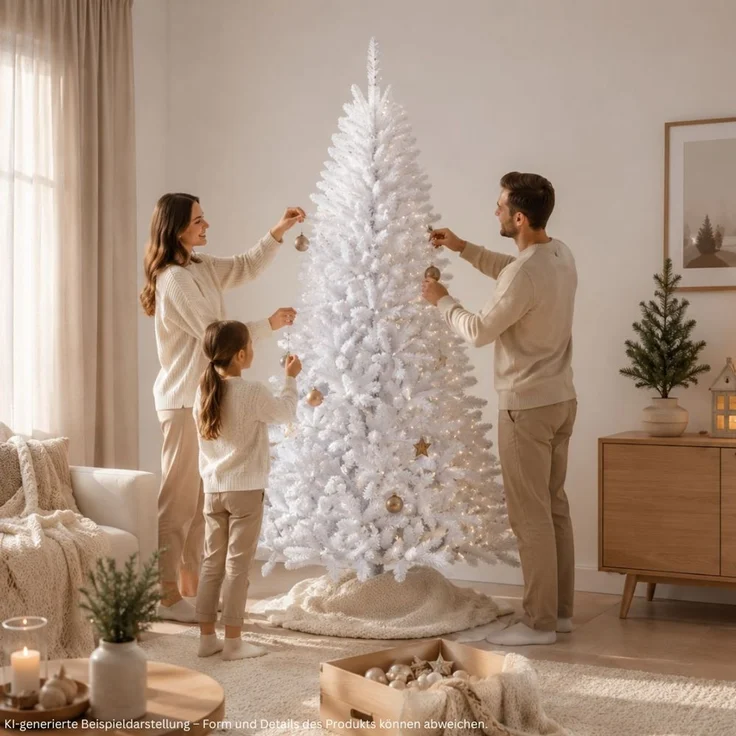 HXT 1015 Weiß 240 cm künstlicher Weihnachtsbaum inkl. Metallständer, schwer entflammbar – Bild 6