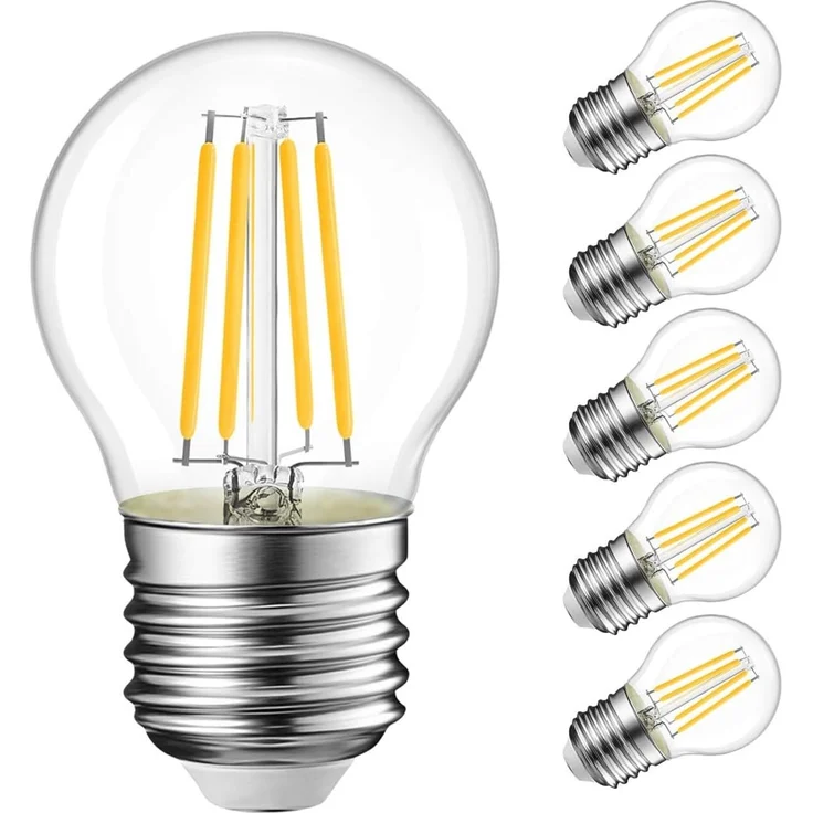 LVWIT 4W E27 Filament LED Edison Lampe G45, 2700K Warmweiß, Ersatz für 40W Glühlampe, ultrahell 470 lm, nicht dimmbar, Rustikalampe Filamentstil klar (6er Pack)