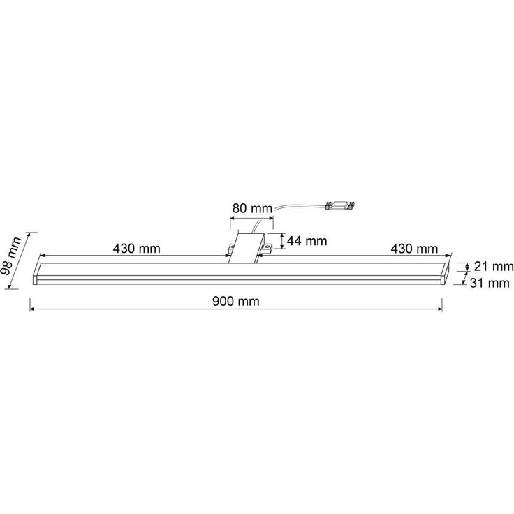 SEBSON Spiegelleuchte LED Spiegellampe Bad 90cm IP44 15W 1300lm 4000K 230V 900x98x44mm, LED integriert, Neutralweiß, Aufbauleuchte + Klemmleuchte, 110° Abstrahlwinkel, einfach Montage – Bild 4