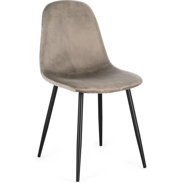 Esszimmerstuhl New Irelia aus Samt, modern gepolstert, Taupe, 4er-Set, schwarzes Metallgestell – Bild 1